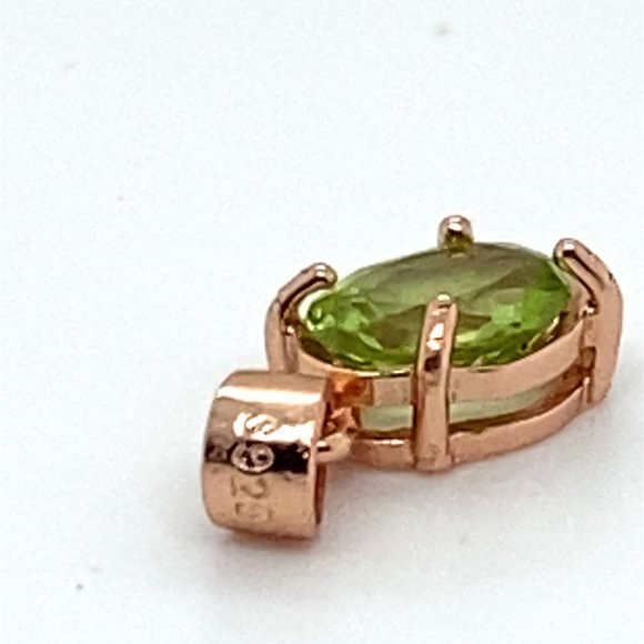 Peridot .85ct Rose Gold Finish Solid 925 Sterling Silver Pendant - Picture 7 of 8